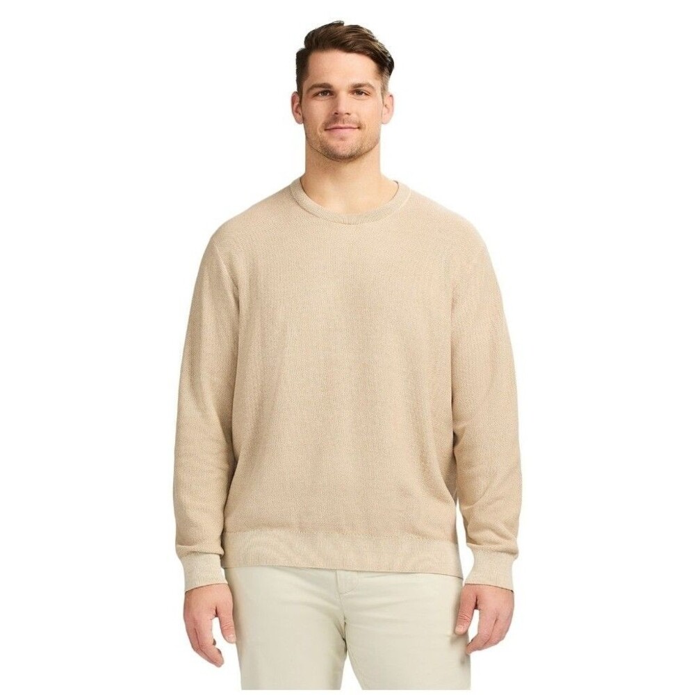 IZOD Honeycomb Crewneck Sweater Men's LT Ivory Pullover Knit Casual NWT - Picture 6 of 6